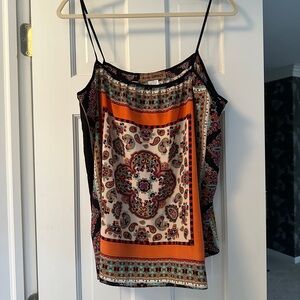 Karen Zambos Orange and Black Camisole with Boho Vibe Size Medium